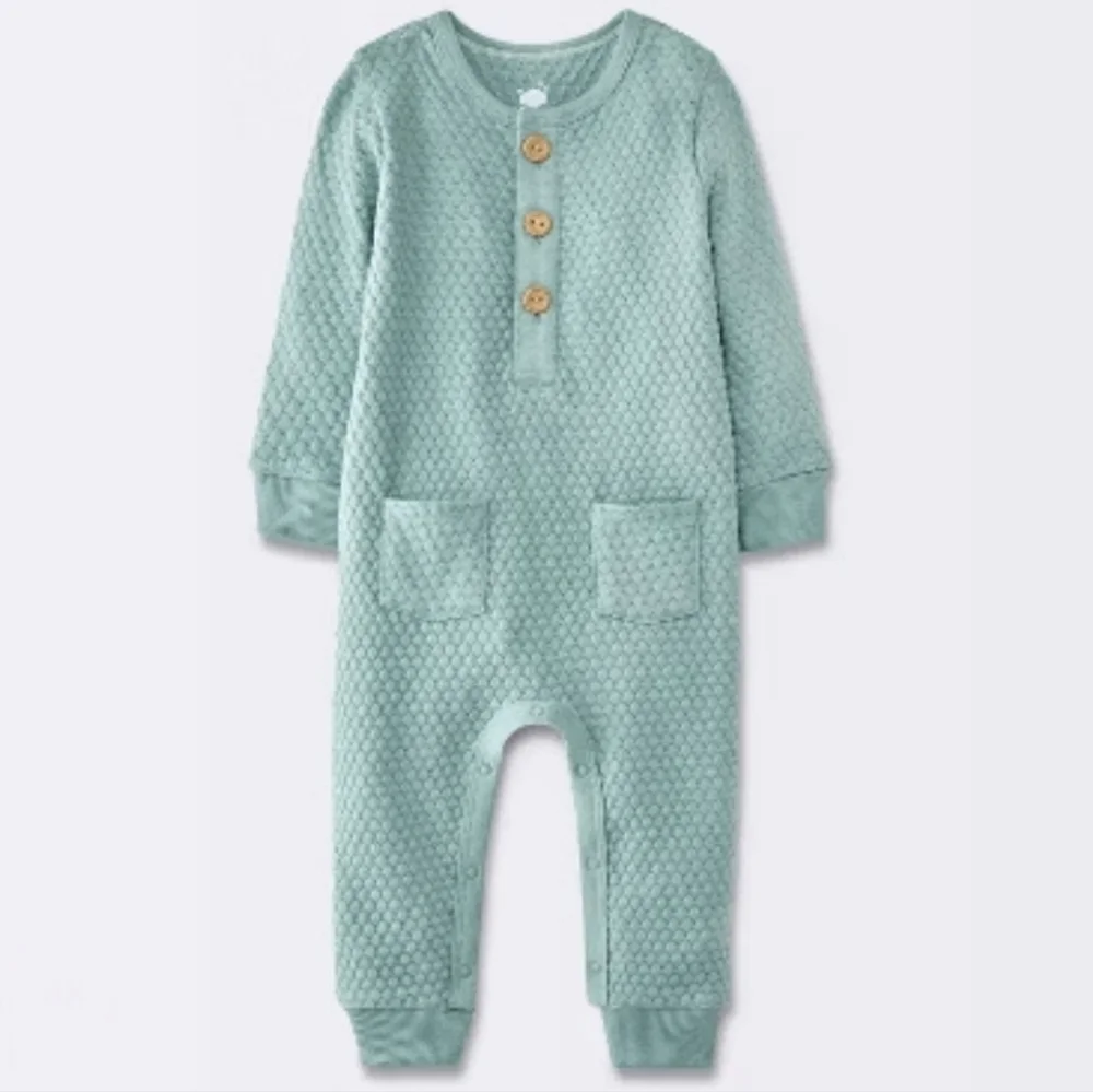Cloud Island Long Sleeve Sweater Romper Sleeper Blue 24 Months